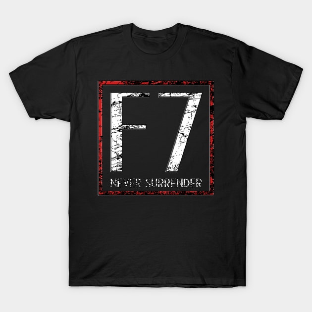 F7 - Never Surrender Moba T-Shirt by rachybattlebot